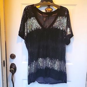 INC Sheer Sequin Top